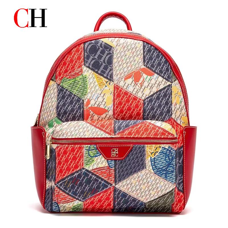 Leatherwork Letters - CH Luxury Women Backpack PU Leather
