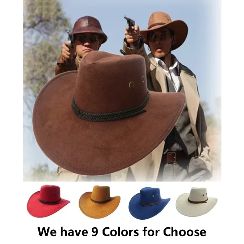 Leather Work Hat - Fashion Sun Hat Faux Leather Cowboy