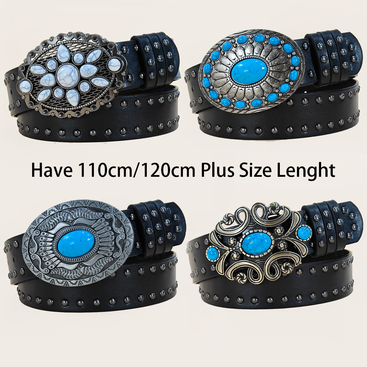 Men and women's casual Punk Ri - Leather Works Belt 评论和价格