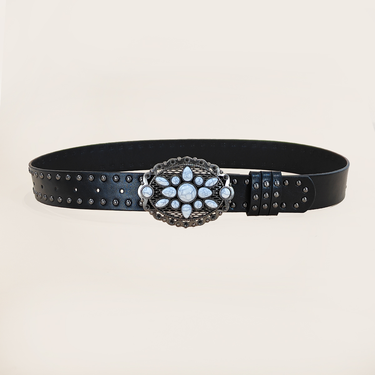 Men and women's casual Punk Ri - Leather Works Belt 评论和价格