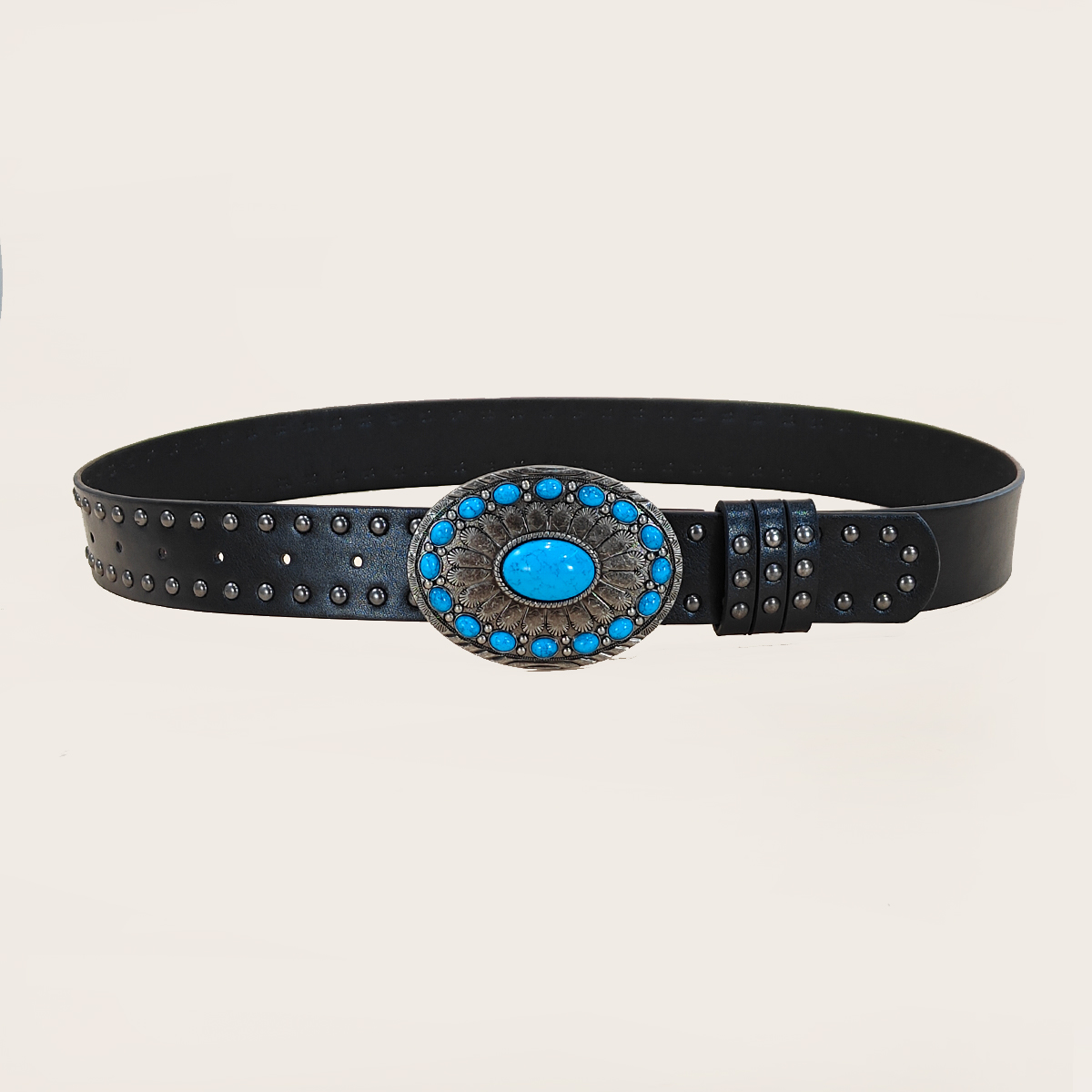 Men and women's casual Punk Ri - Leather Works Belt 评论和价格