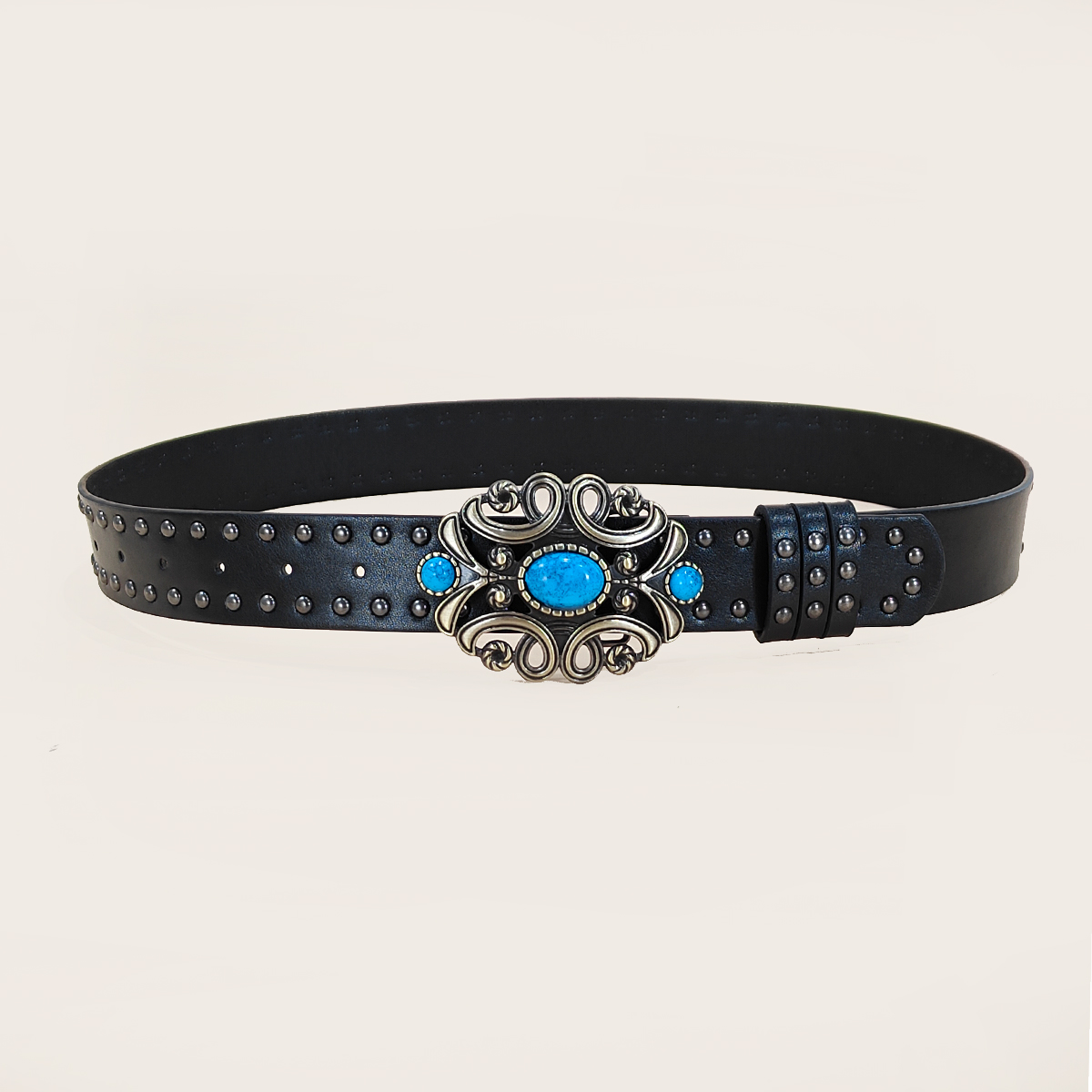 Men and women's casual Punk Ri - Leather Works Belt 评论和价格