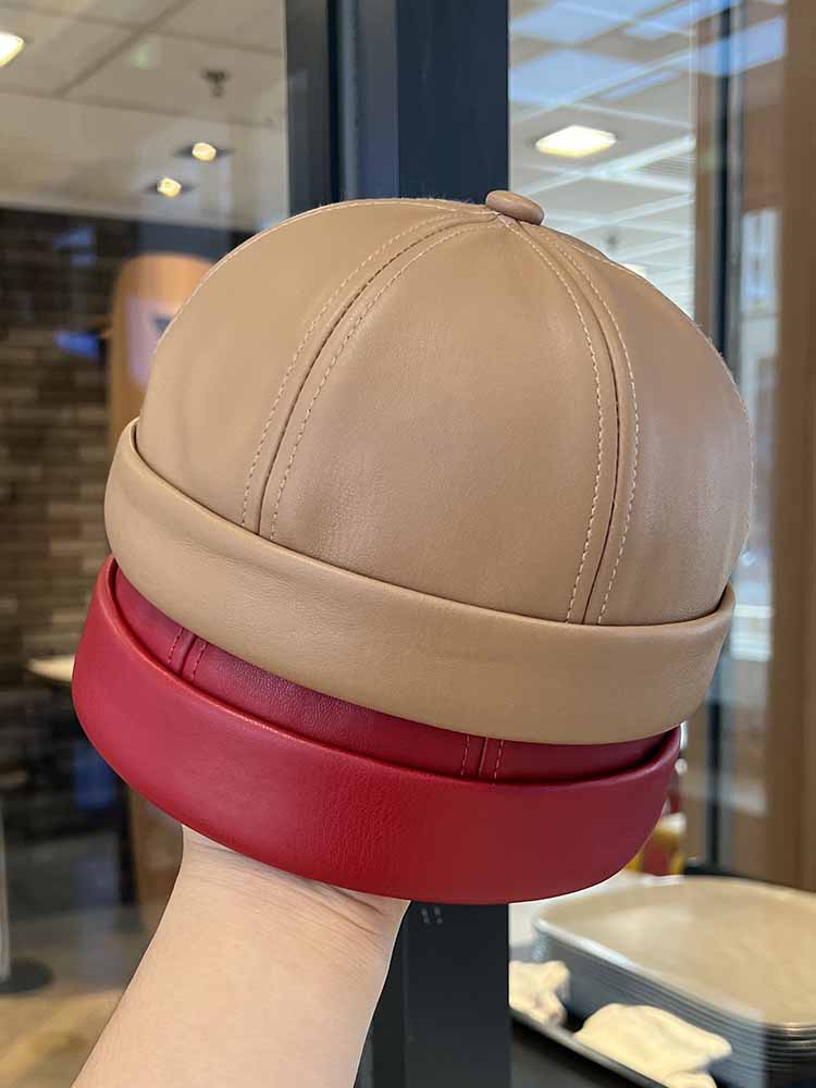 Spring and summer vintage leat - Leather Work Hat 评论和价格