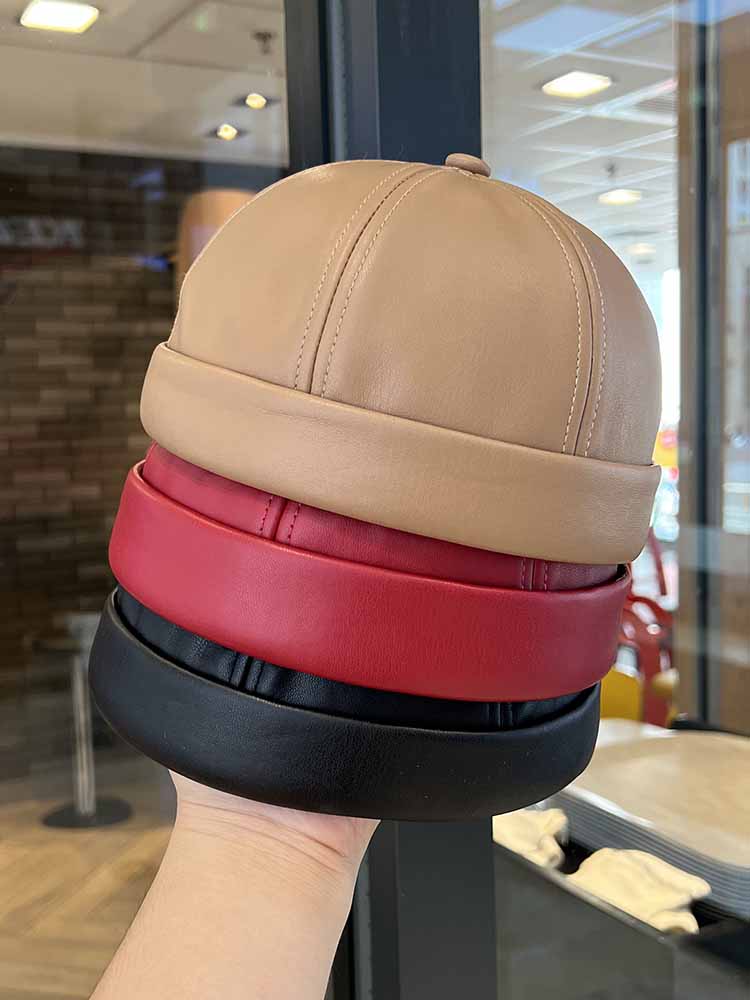 Spring and summer vintage leat - Leather Work Hat 评论和价格