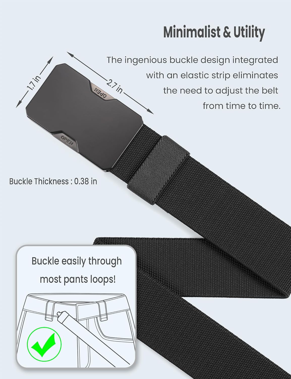 Men's Stretch Nylon Belt with  - Leather Works Belt 评论和价格