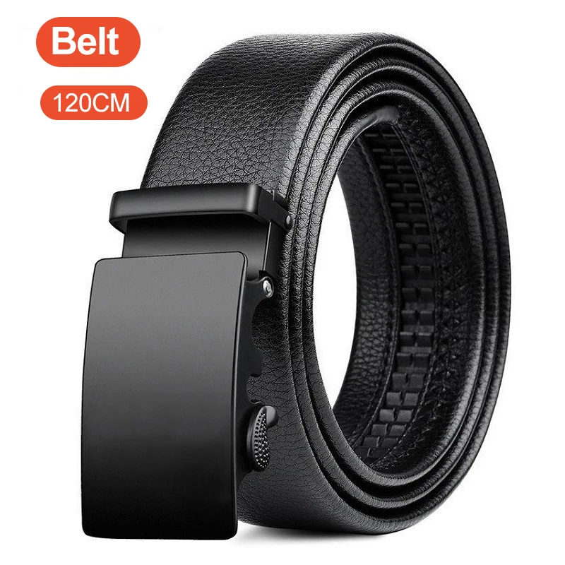 Business Men's Belt Metal Auto - Leather Works Belt 评论和价格