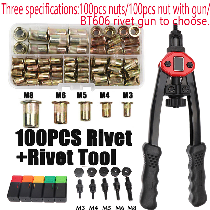 100pcs Rivet Nut +Hand Threade - Rivet Setter Tool 评论和价格