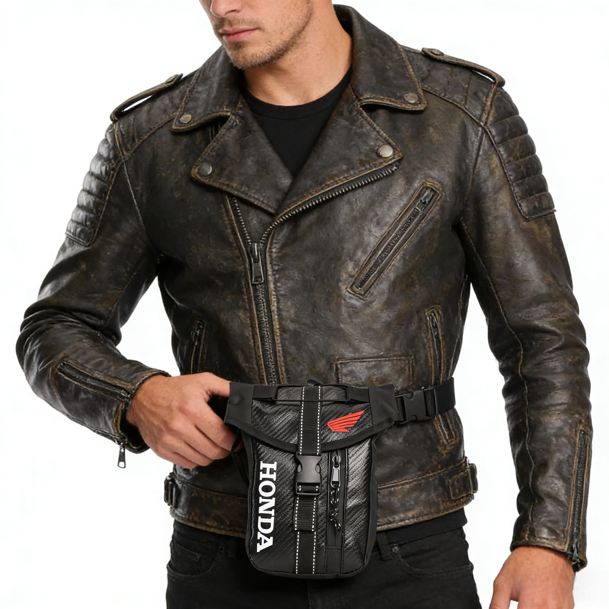 Honda Racing Motorcycle Waist  - Leatherwork Wallet 评论和价格