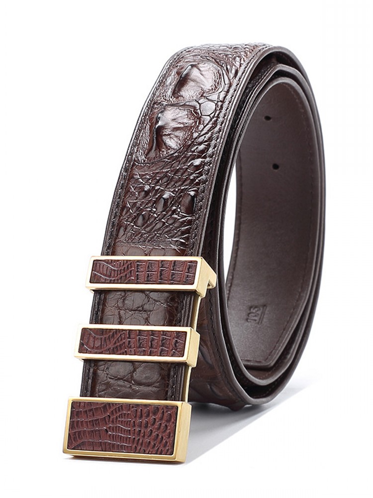 High Quality Men Crocodile Gen - Leather Works Belt 评论和价格