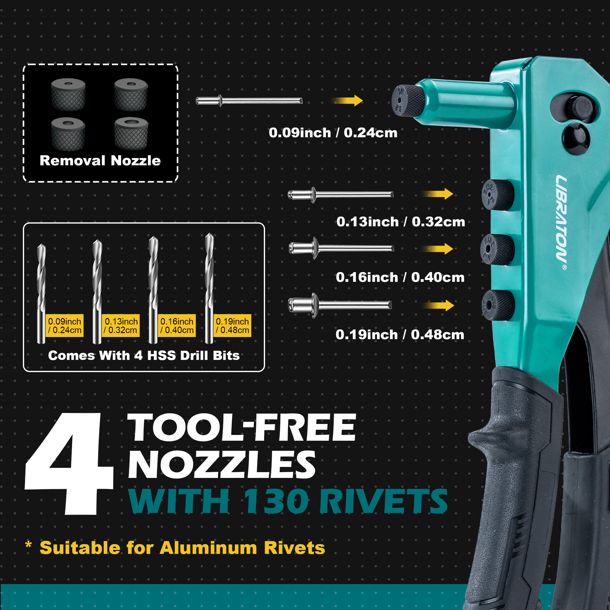 Libraton Rivet Gun Kit with 13 - Rivet Setter Tool 评论和价格
