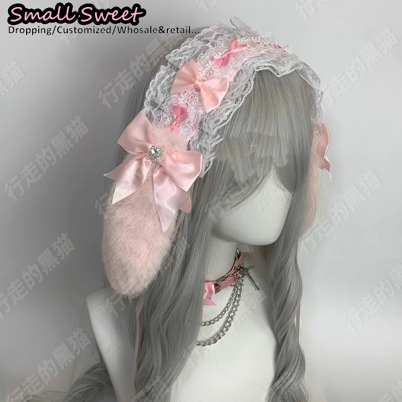 Goth Bunny Ear Bow Hair bands  - Leatherwork Pony 评论和价格