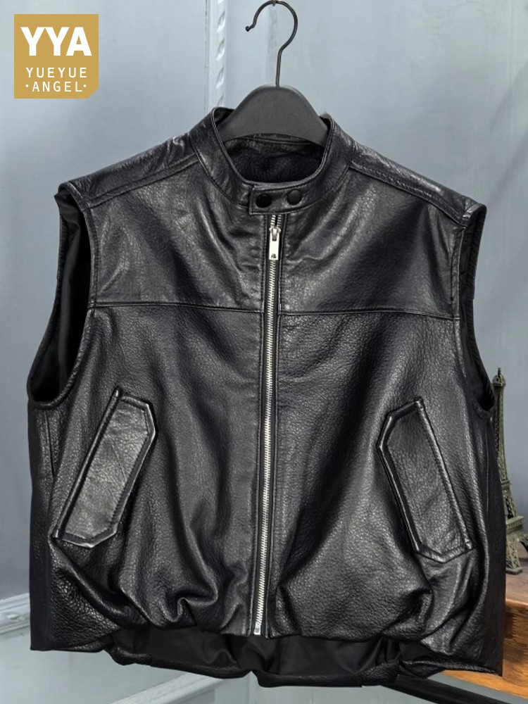 Autumn Fashion Natural Sheepsk - Leather Work Vest 评论和价格