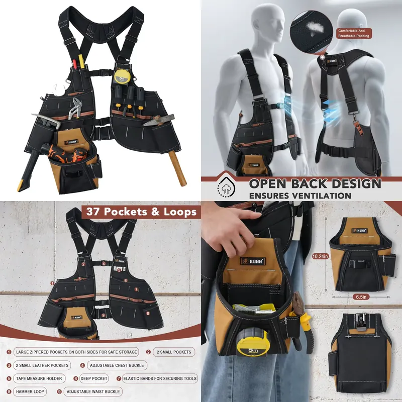 Leather Tool Vest for Men – Ad - Leather Work Vest 评论和价格