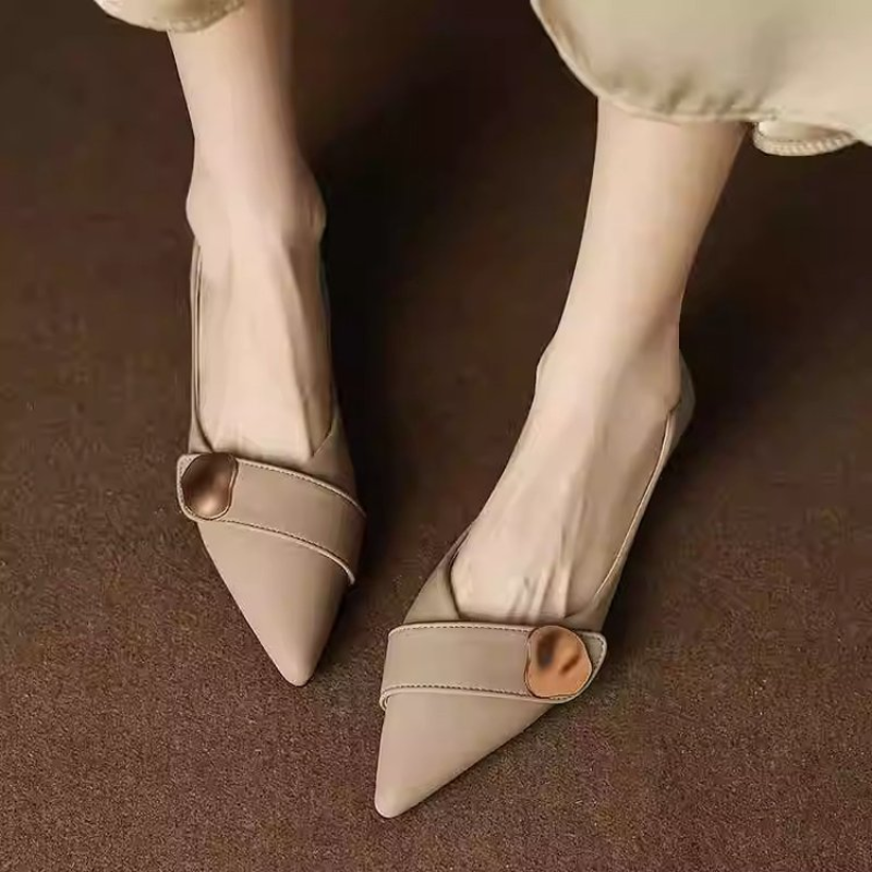 Pointed Toe Low Heel Pumps for - Leatherwork In French 评论和价格