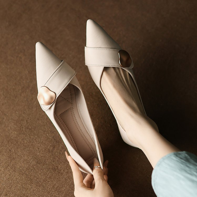 Pointed Toe Low Heel Pumps for - Leatherwork In French 评论和价格