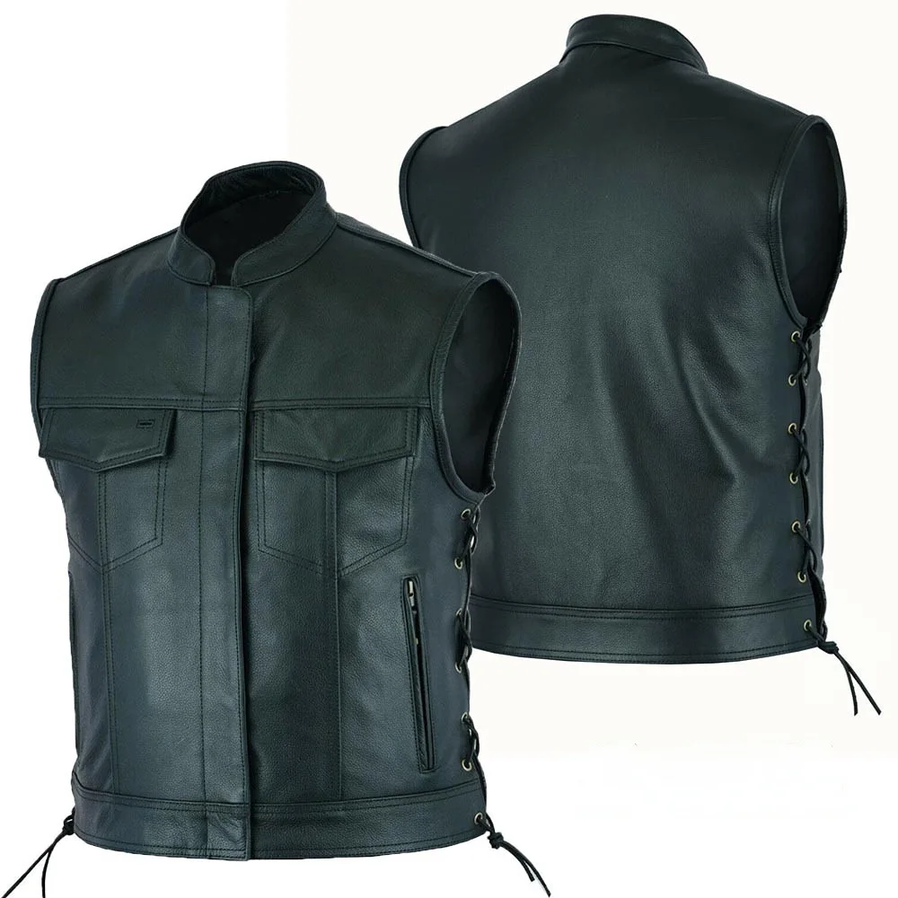 Vest Leather Punk Fashion Casu - Leather Work Vest 评论和价格