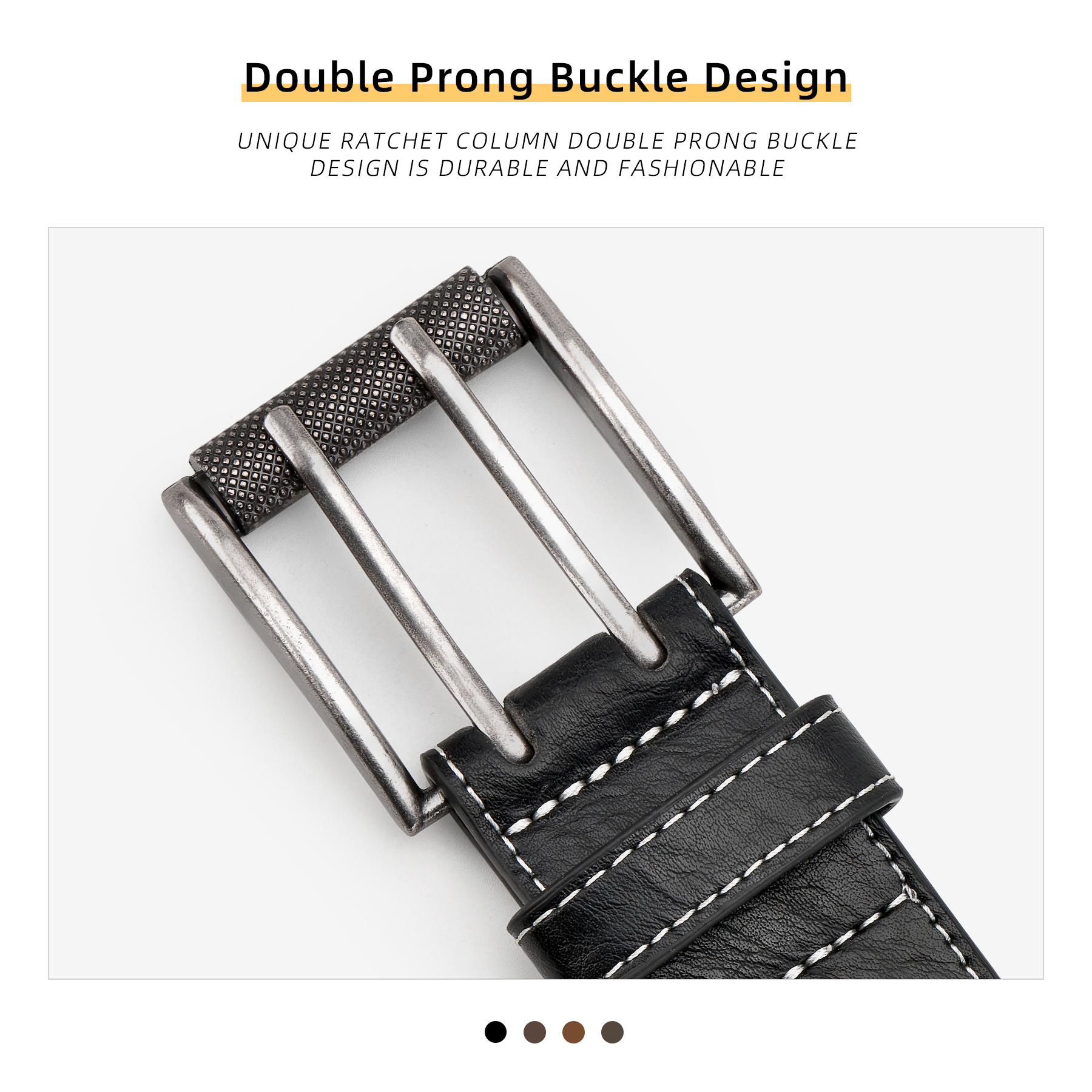 Men Classic Double Prong Belt  - Leather Works Belt 评论和价格